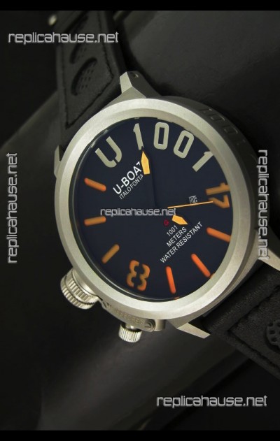 U Boat U-1001 Edition Japanese Drive Automatic Steel Watch in Orange Markers