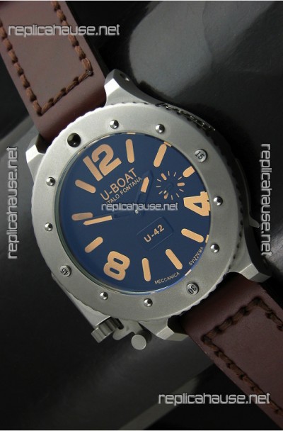 U Boat U-42 Diver Titanium Swiss Watch in Orange Markers
