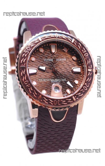 Ulysse Nardin Lady Diver Replica Watch in Gold Casing