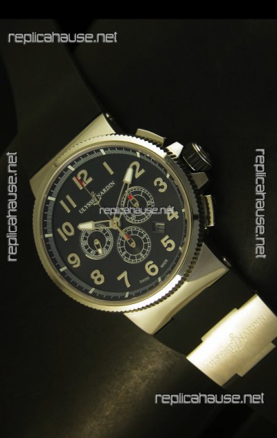 Ulysse Nardin Marine Chronograph Stainless Steel Black Arabic Dial - 1:1 Mirror Replica